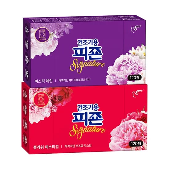피죤 건조기용 드라이시트, 미스틱레인, 10매, 1개 + 플라워페스티벌, 120매, 1개(티멤 10,920원/무료배송)2