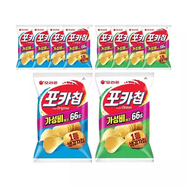 오리온 포카칩 오리지널 66g, 5개 + 어니언 66g, 5개(티멤10,90원/무료배송)2