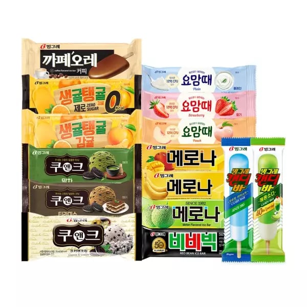 빙그레 바 20개 + 20개 쿠앤크/메로나/카페오레 등등 (19,900원/무료)