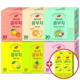 애사비 콤부차 레몬라임 외 6종 30T x 2개 골라담기 + 콤부차 2T x 2개 증정 (14,890원/무료)