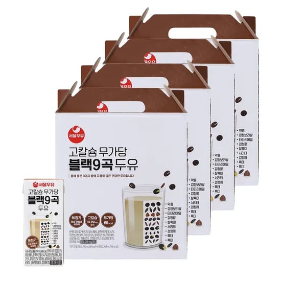 서울우유 고칼슘 무가당 블랙9곡 두유 90ml 64팩