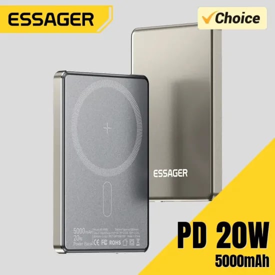 Frameo 10.1인치 WiFi 디지털 액자, Essager 얇은 무선 보조배터리 자기 20W 5000mAh