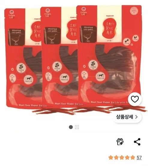 Triple LAB 강아지 육포 80g 3개
