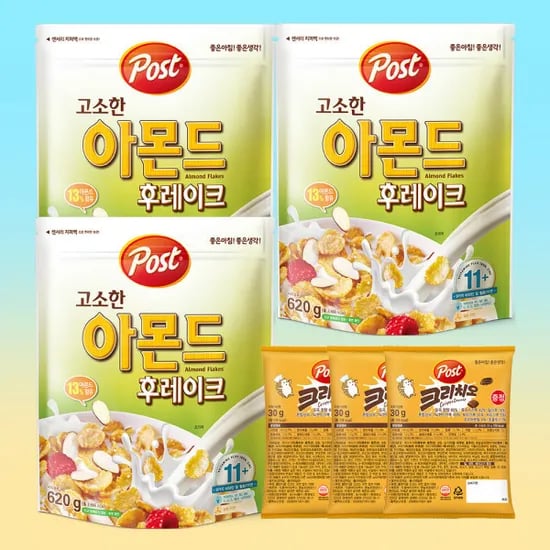 포스트 아몬드후레이크 620g 3개+시리얼 30g 3개 증정 (14,680원/무료)