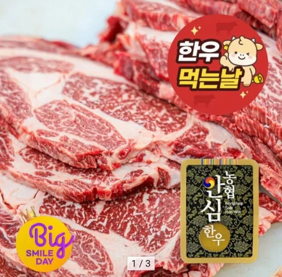 등급 암소 한우 등심 250g X 2팩 (24,440원 / 무배)1