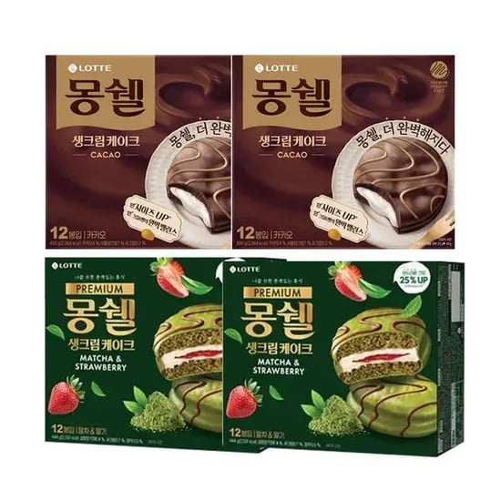 몽쉘 생크림, 말차 딸기, 444g, 2개 외 다양 몽쉘 카카오, 408g, 2개