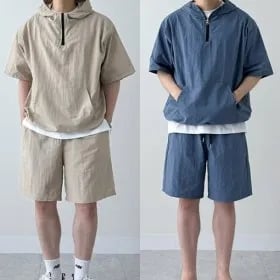 후드아노락 밴딩반바지 셋트 남녀공용 1세트