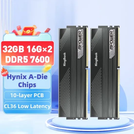 KingBank DDR5 7600MHz 32GB(16GBx2) 블랙 Non-RGB 메모리