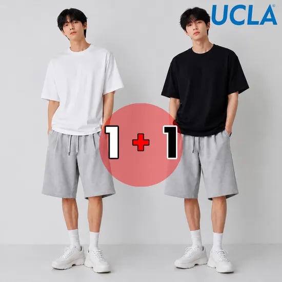 남여공용 오버핏 무지 면 반팔 티셔츠