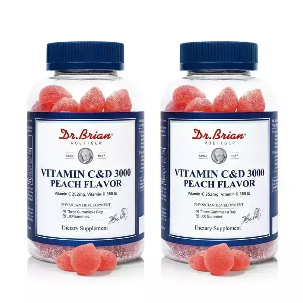닥터브라이언 비타민C&D 3000mg 복숭아맛 100구미 2개