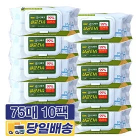 균이제로 손세정제 항균티슈 소독티슈 75매 10팩 (41,850원/무료배송)