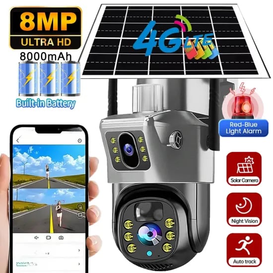 LTE 태양열 충전 무선 야외 카메라 듀얼 렌즈 $20 와이파이 LTE 무선 IP카메라 $29.6