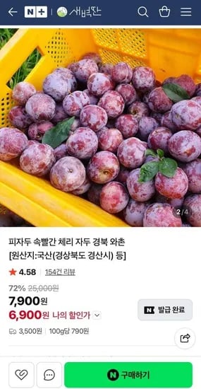 GAP인증 와촌자두 1kg 소과 (6,00원/네맴무배)9