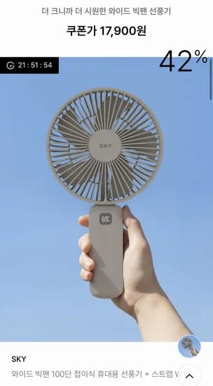 SKY 와이드 빅팬 휴대용 선풍기 W5