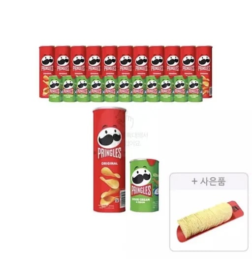 프링글스 오리지날 110g, 12개+양파맛 53g, 12개 + 증정(프링글스 트레이, 1개) (29,360원/무료) 티멤 26,510원