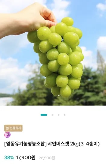 샤인머스켓 2kg 3-4송이 (17,900원/무료)