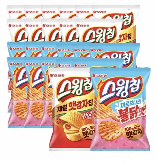 오리온 스윙칩 볶음고추장 2개입 + 까르보나라불닭맛 12개입 (카드24,500원/무료)1
