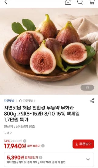 친환경 무농약 무화과 800g내외 (17,940원/무료)