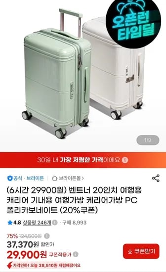 브라이튼 벤트너 20인치 여행용 캐리어 (29,900원/무배)