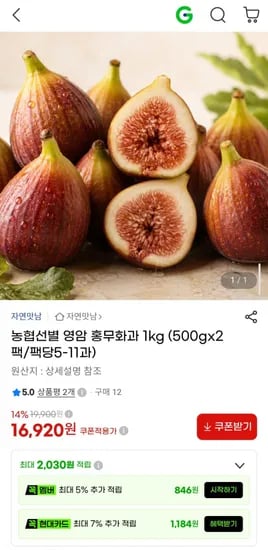 영암 홍무화과 1kg (16,920원/무료)