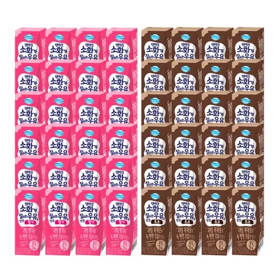동원 덴마크 소화가 잘되는 우유 딸기 90ml 24개 초코 190ml 24개
