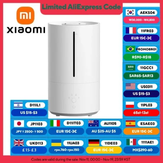 샤오미 가습기 미스트 프리 4L $44, 가습기2 4L $15, 무선 가습기2 $19