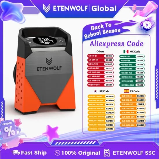 에텐울프 제피르 S3 휴대용 타이어 공기 주입기 $24.58 ETENWOLF V3 $13.47