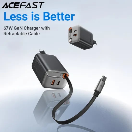 ACEFAST GaN PD67W 충전기 PD 리트랙터블 케이블