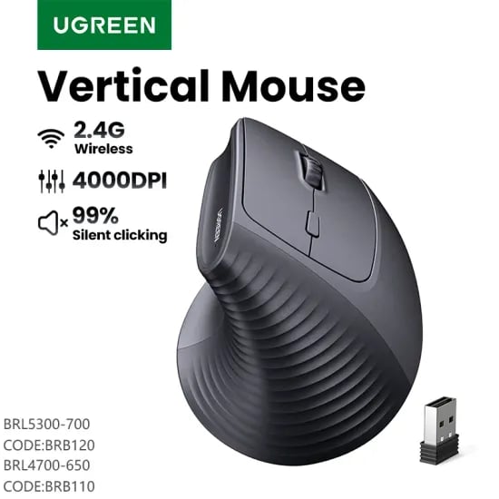 UGREEN 듀얼모드 버티컬 무선 마우스