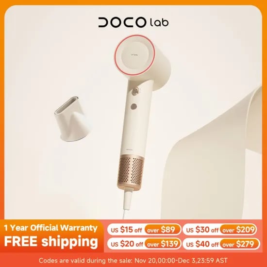 DOCO 헤어드라이어 고속 75m/s 110000 RPM 전문가용