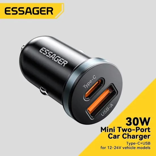 Essager 30W 듀얼포트 차량용 충전기