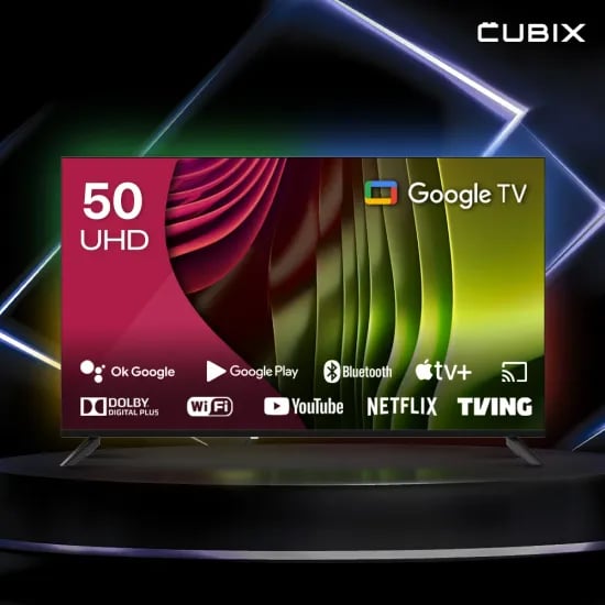 큐빅스 127cm 50인치 4K UHD 스마트TV 블랙에디션 구글 안드로이드