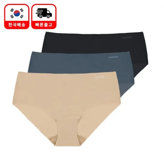 캘빈클라인 언더웨어 여성 노라인 힙스터 삼각팬티 3장세트 QD3559-924