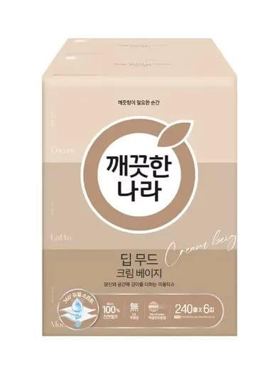 깨끗한나라 곽티슈 240매 6입 롤 휴지 40m 30롤 1팩