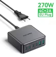 Rocoren 100W GaN 6포트 고속충전기 ($6), 200W GaN 고속충전기 ($14)