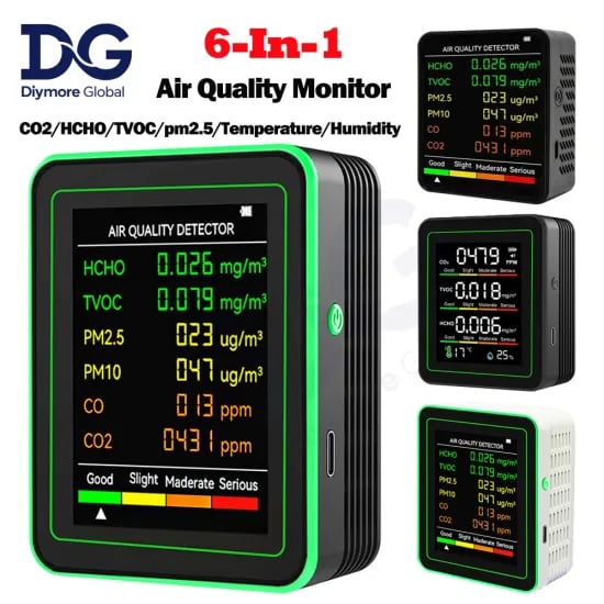 공기질 감지기 CO2 PM CO2 CO TVOC HCHO 온도 습도 (11,350원/무료)