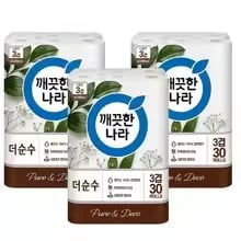 코드할인) 모나리자 녹스데코 30M 30롤 3팩(.5만), 깨끗한나라 더 순수 30롤 3팩(2.9만), 깨끗한나라 에코베이직 30롤 2팩(2.4만)2