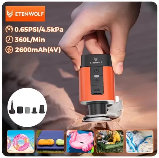 ETENWOLF 에어펌프 V($23.7) S3($31.5) 캠핑 펌프 2600mAh($10.9)3