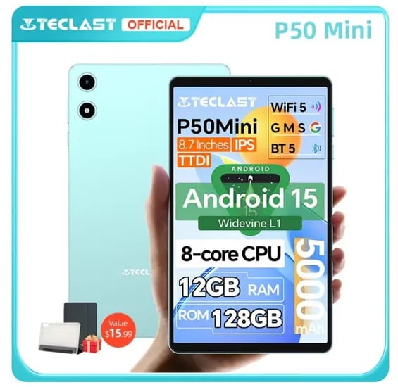 쿠폰특가) Teclast P50 미니 태블릿 안드로이드 15 8.7인치($56.6/무료)2