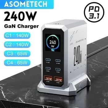 ASOMETECH 240W GaN 충전기 22달러 데이터 프로그 PC07 게임컨트롤러 9달러 RH-320 컨트롤러 6달러