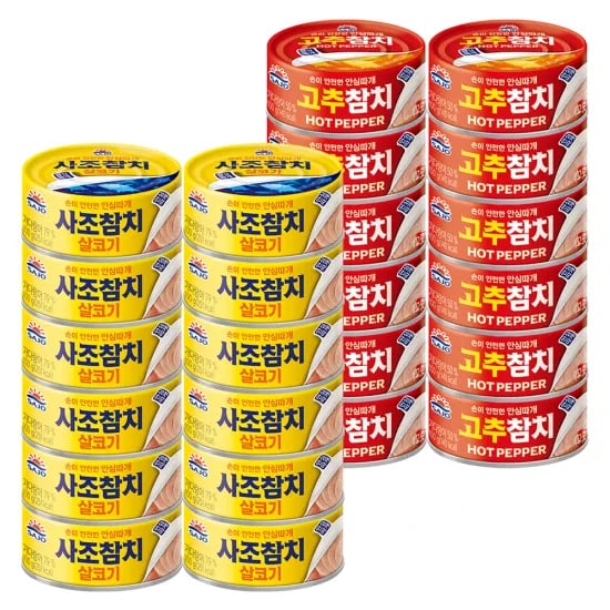 사조 살코기참치 100g 12캔 + 고추참치 100g 12캔 (29,234원)