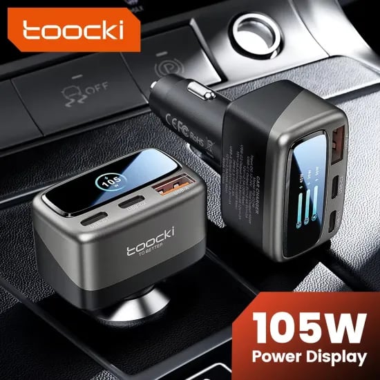 toocki 3-in-1 105W 차량용 충전기디스플레이 타입 C ($11.96/무료)