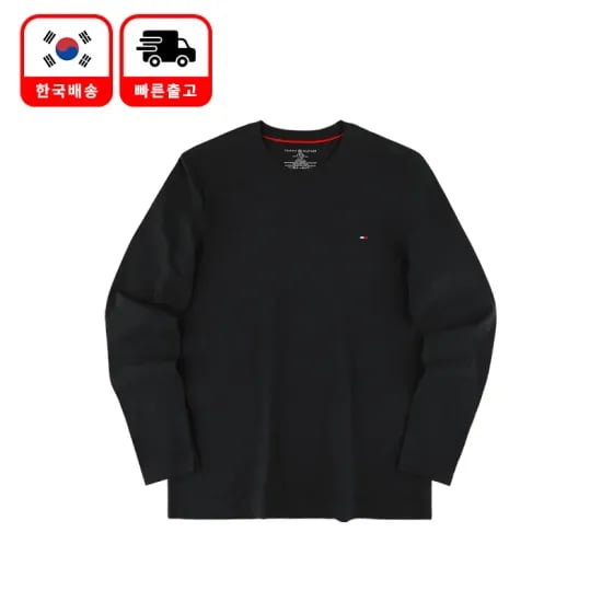 타미힐피거 남여공용 긴팔 티셔츠 블랙 T3118
