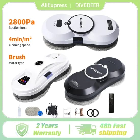 DIVEDEER 창문 청소 로봇 5600PA 스프레이 낙하 방지 (57,549원/무료)