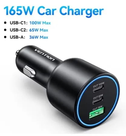 벤션 165W USB C 차량용 충전기 3포트 ($6.78)