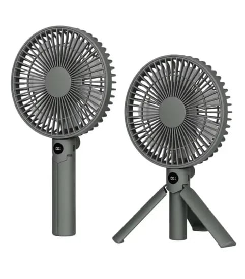 XIAOTREE 휴대용 충전식 선풍기 삼각대 팬 1개, 레인보우 휴대용 접이식 의자 1개