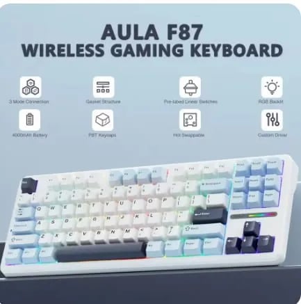 AULA F87 Pro 75% TKL 무선 기계식 키보드 (가스켓, 핫스왑, RGB) 외 다양, 수량 20개