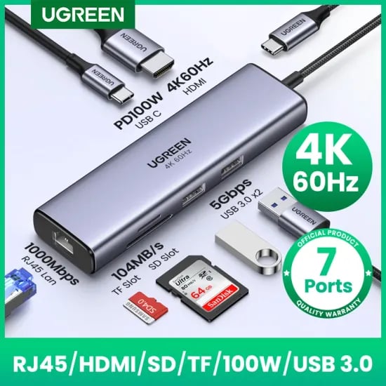 UGREEN 7-in-1 C타입 USB 멀티 허브 외 다양, 수량 20개