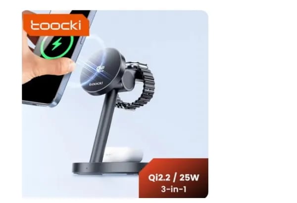 투키 Qi2.2 마그네틱 무선 충전기 25W 고속 충전 3-in-1 데스크탑 충전기 외 다양, 총 1개