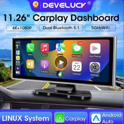 11.26 인치 자동차 DVR 4K 대시 캠 듀얼 렌즈 무선 Carplay